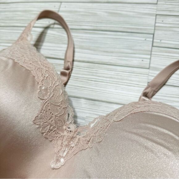 PLAYTEX LINED NUDE PINK LACE TRIM BRA 44DD - Picture 3 of 9